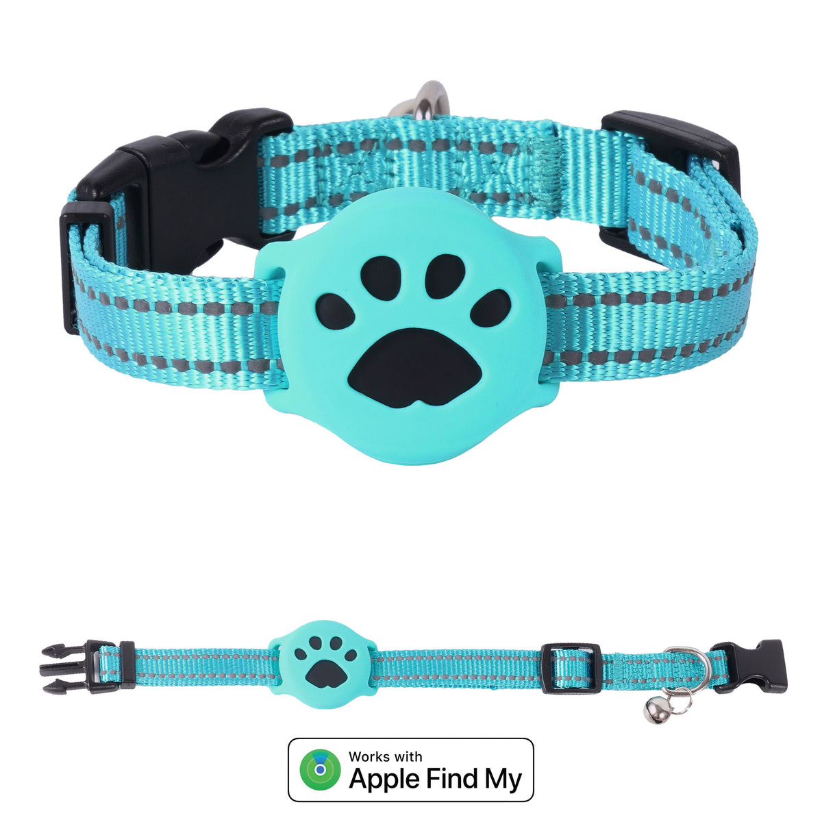 Joylink Pet Tracker on cat wearing collar - no monthly fee pet tracker (view 6)