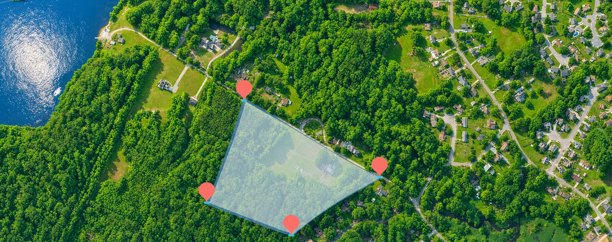 Aerial map showing Joylink tracker electronic fence boundary area