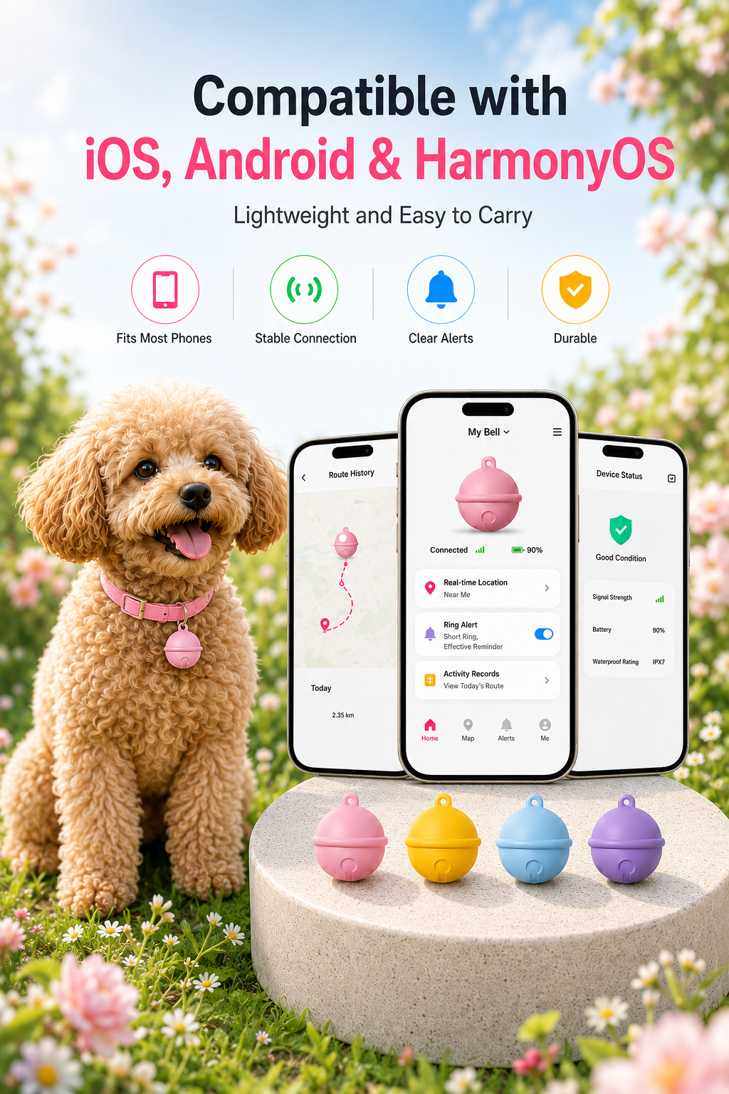 Rastreador GPS Joylink para mascotas – Sin cuotas mensuales, collar gratis incluido