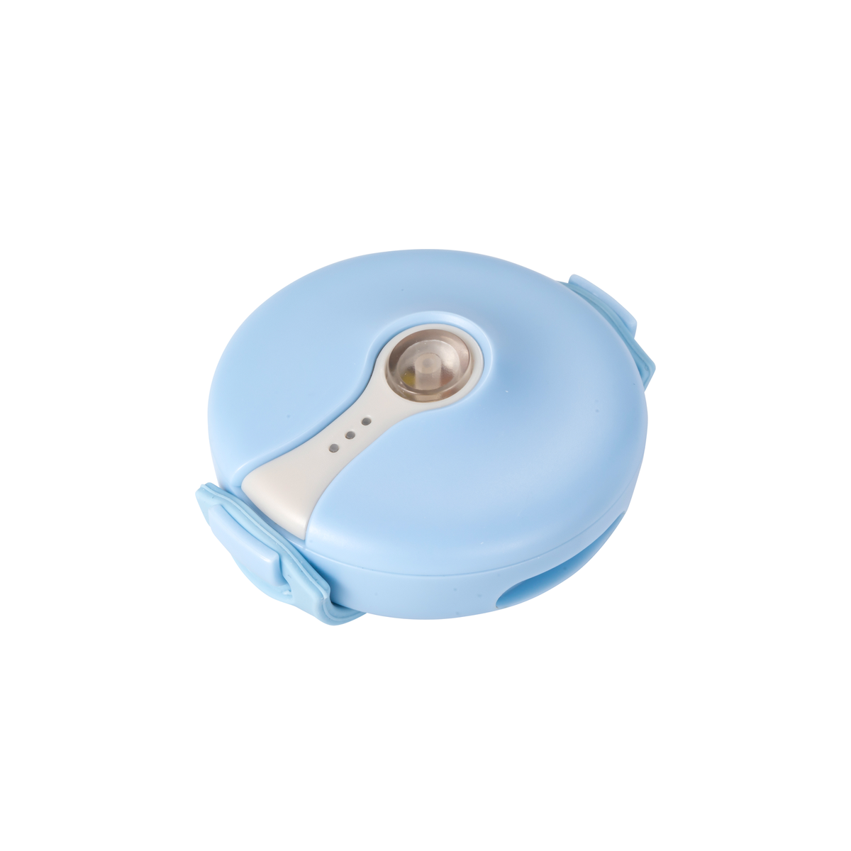 Sky Blue Joylink C5L pet tracker shown from a swivel three-quarter view with the loop mount and status light visible