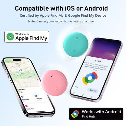 Joylink Smart Tracker hero view - round Bluetooth tracker, no monthly fee