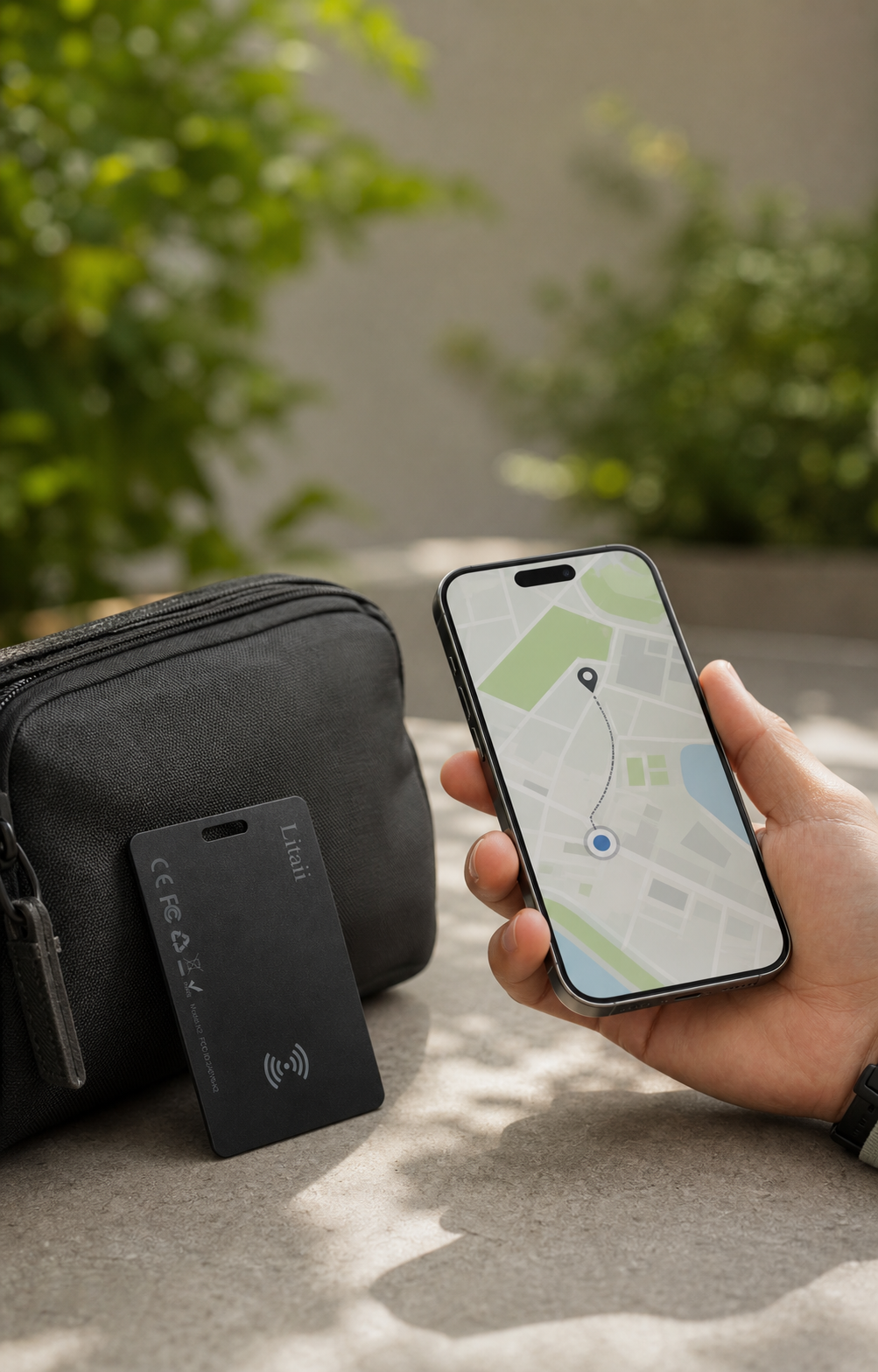 Phone map locating a K2 tracking card
