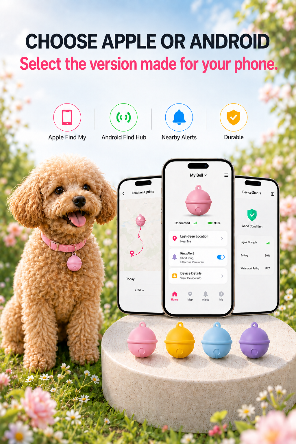 Joylink Pet Tracker free collar and tag set - works with Apple Find My and Google Find Hub (view 3)