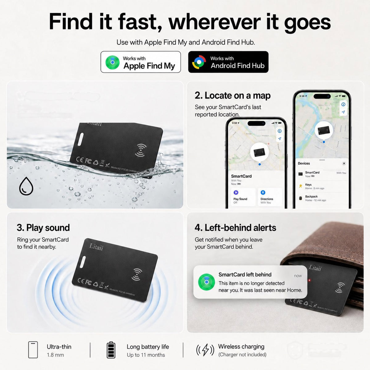 Joylink Tracking Card location shown on phone map - wallet finder